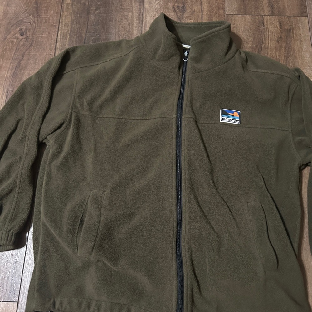 Not Brand Attitude Men's Fleece Zip Up Jacket Olive Green Large Gorpcore